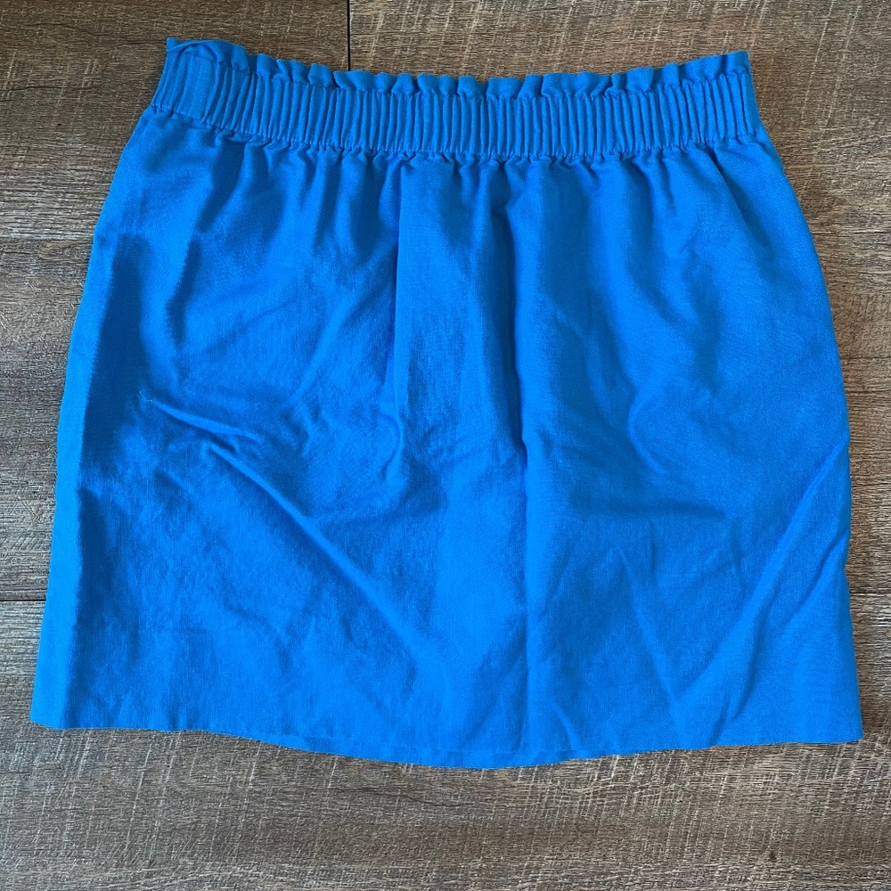 J Crew Sidewalk City Skirt Blue Linen Cotton